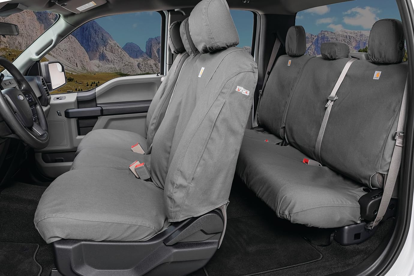 Covercraft Carhartt SeatSaver Custom Seat Covers for 2016-2023 Toyota Tacoma - 1st Row Bucket Seats, Durable Duck Weave Gravel Fabric | Waterproof & Anti-Slip Protection | Perfect for Off-Roading, Work Trucks & Outdoor Adventures