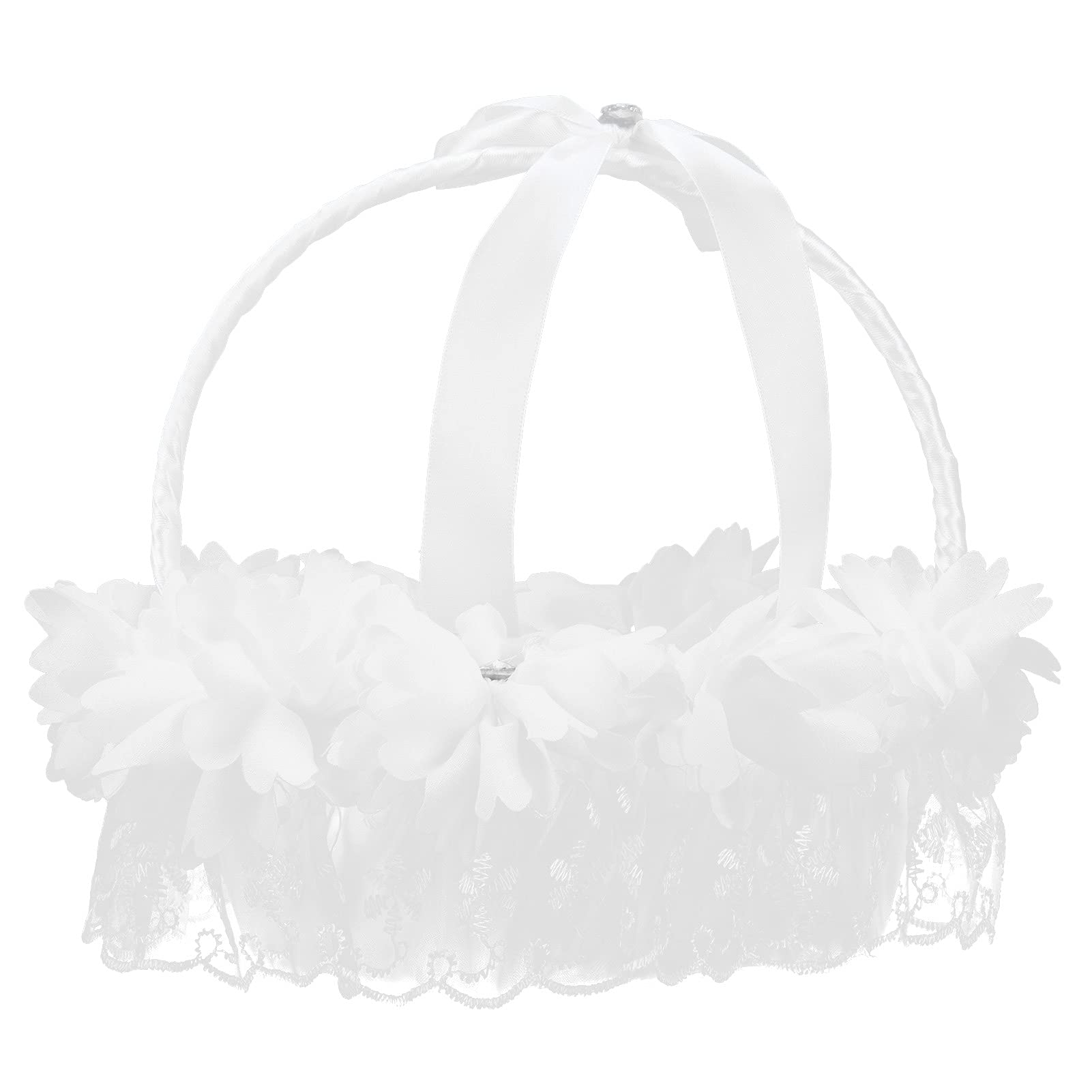 Elegant White Lace Wedding Basket - Romantic Flower Basket for Wedding Decor, Home Decoration & Bridal Props - Perfect for Ceremonies, Receptions & Gift Presentations