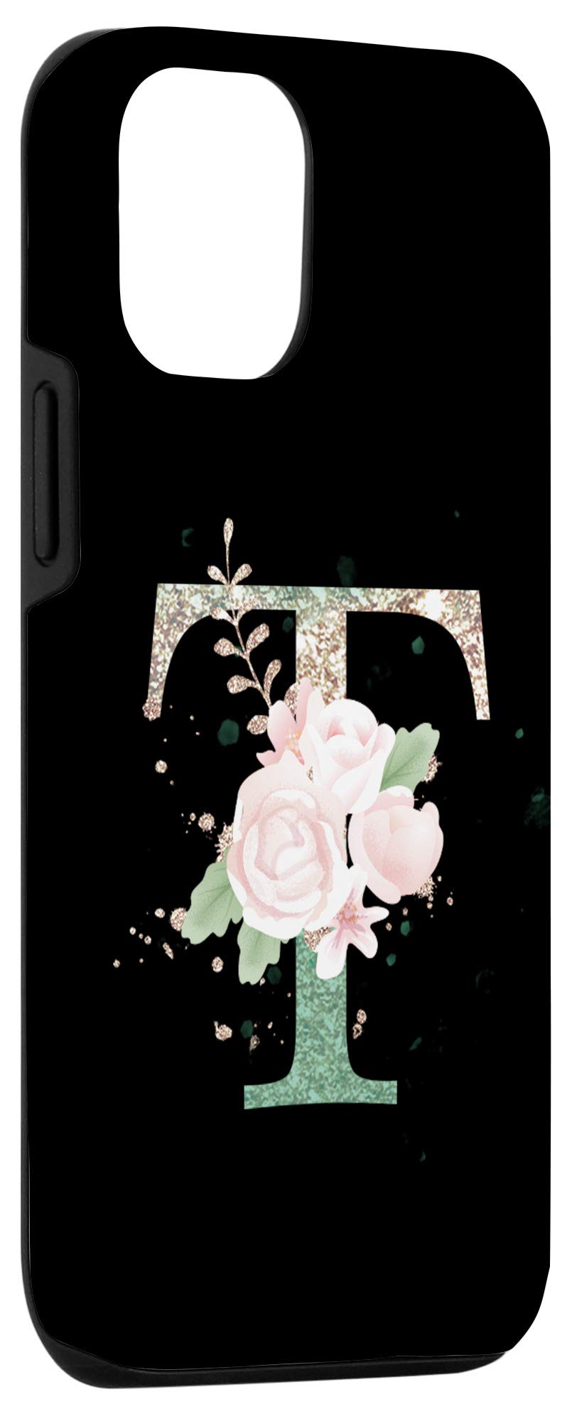 iPhone 12/12 Pro Case - Modern Monogram Initial Letter T with Peony Floral Design | Slim Protective Phone Cover for Women & Men | Perfect for Daily Use, Work & Travel