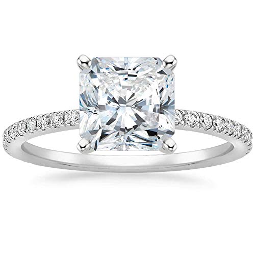 2.00 CT Radiant Cut Colorless Moissanite Engagement Ring Set - Vintage Wedding Bridal Ring with Halo Accent - Diamond Alternative Solitaire Ring for Women - Anniversary Promise Ring in Gold/Silver - Perfect for Proposals, Weddings & Romantic Occasions - Siyaa Gems (Size 6.5)