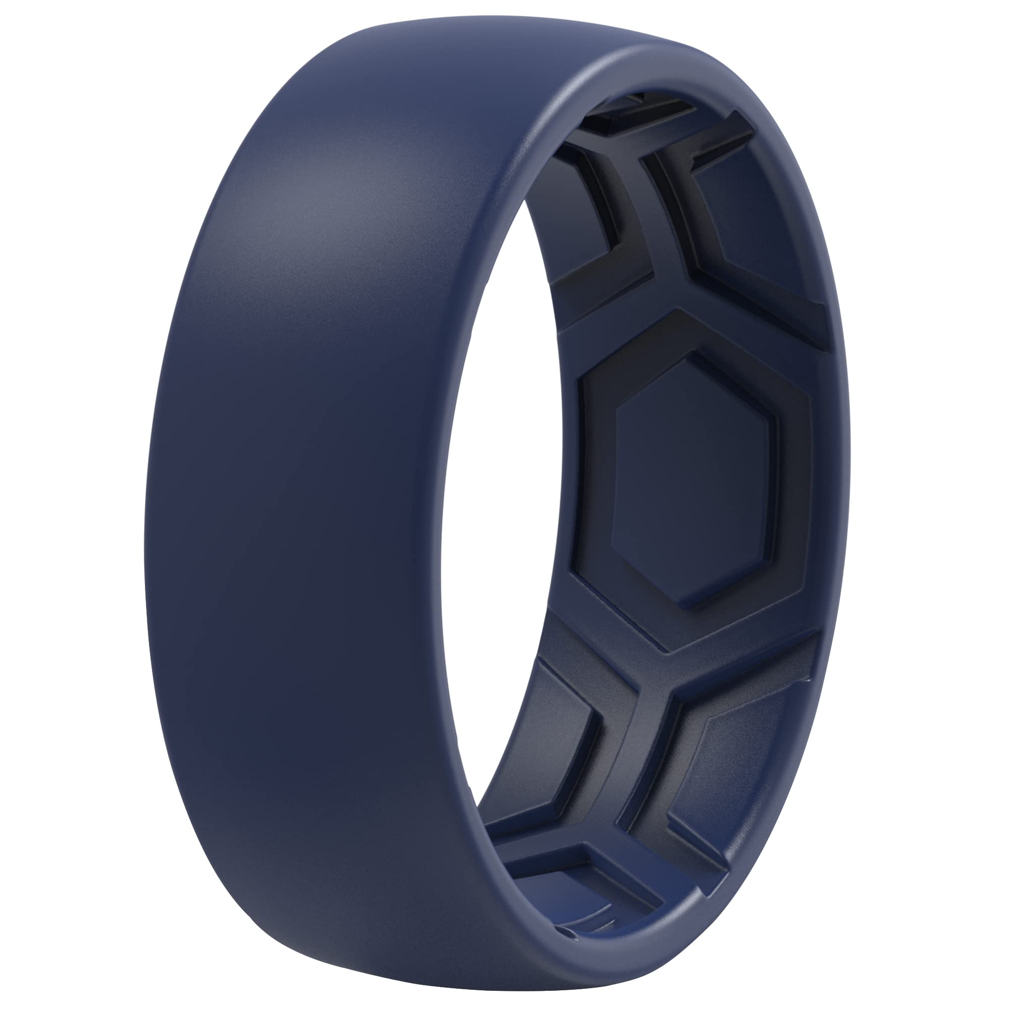 ThunderFit Silicone Wedding Rings for Men - Breathable Textured Design, 8mm Wide & 2.5mm Thick - Set of 7/4/1 Rings - Perfect for Gym, Swimming, Travel & Active Lifestyle