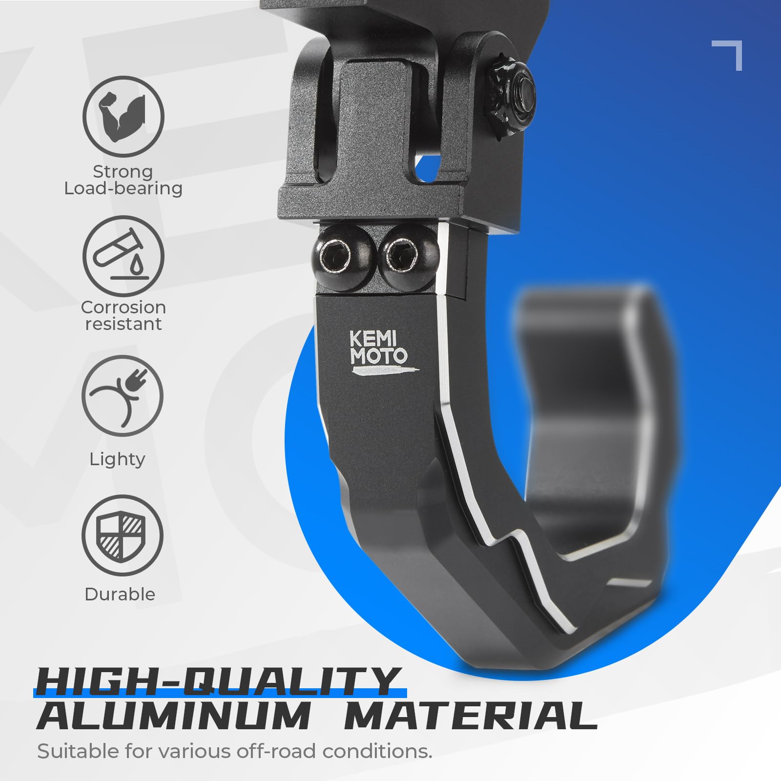 KEMIMOTO Heavy Duty Aluminum Roll Cage Helmet Hook for UTV - Fits 1.6