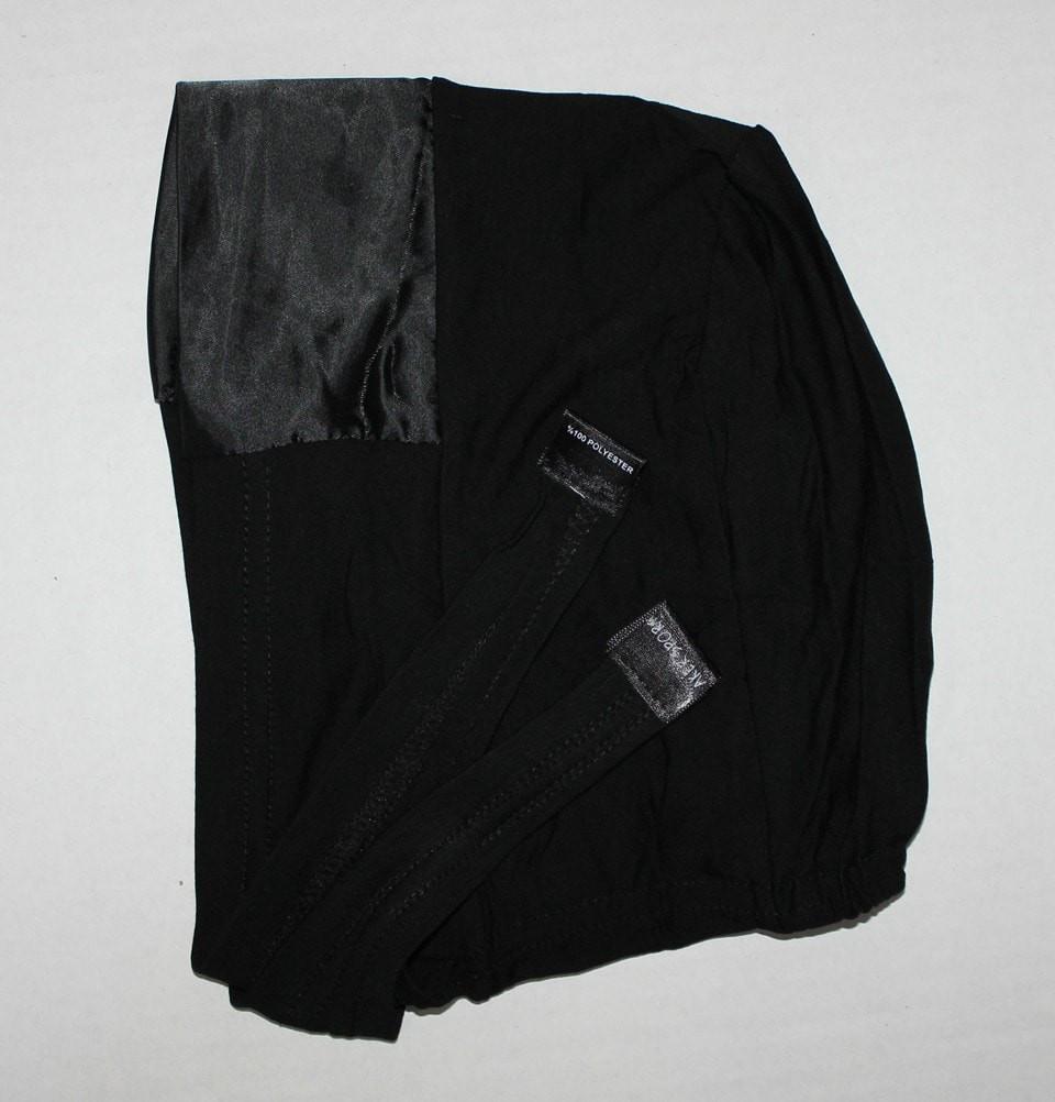 Aker Satin Bonnet Underscarf for Women - Black Silk Hair Wrap for Sleeping & Protective Styling - Prevents Frizz & Breakage