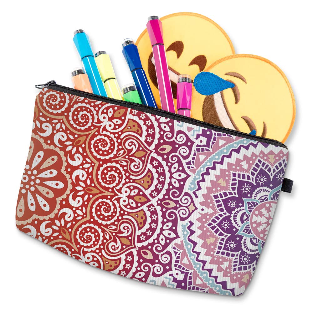 Deanfun Waterproof Cosmetic Bag for Women - Mandala Flower Makeup Pouch, Roomy Travel Toiletry Organizer, Perfect Gift for Her | Ideal for Travel, Gym, and Daily Use (51391)