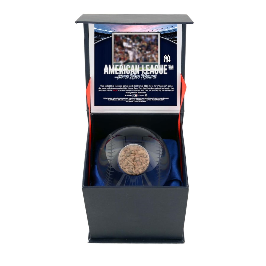 Authentic Aaron Judge New York Yankees AL Home Run Record Crystal Baseball with Game Used Dirt - MLB Collectible Memorabilia for Yankees Fans & Sports Enthusiasts - Perfect for Display Cases, Man Caves, and Baseball Collections