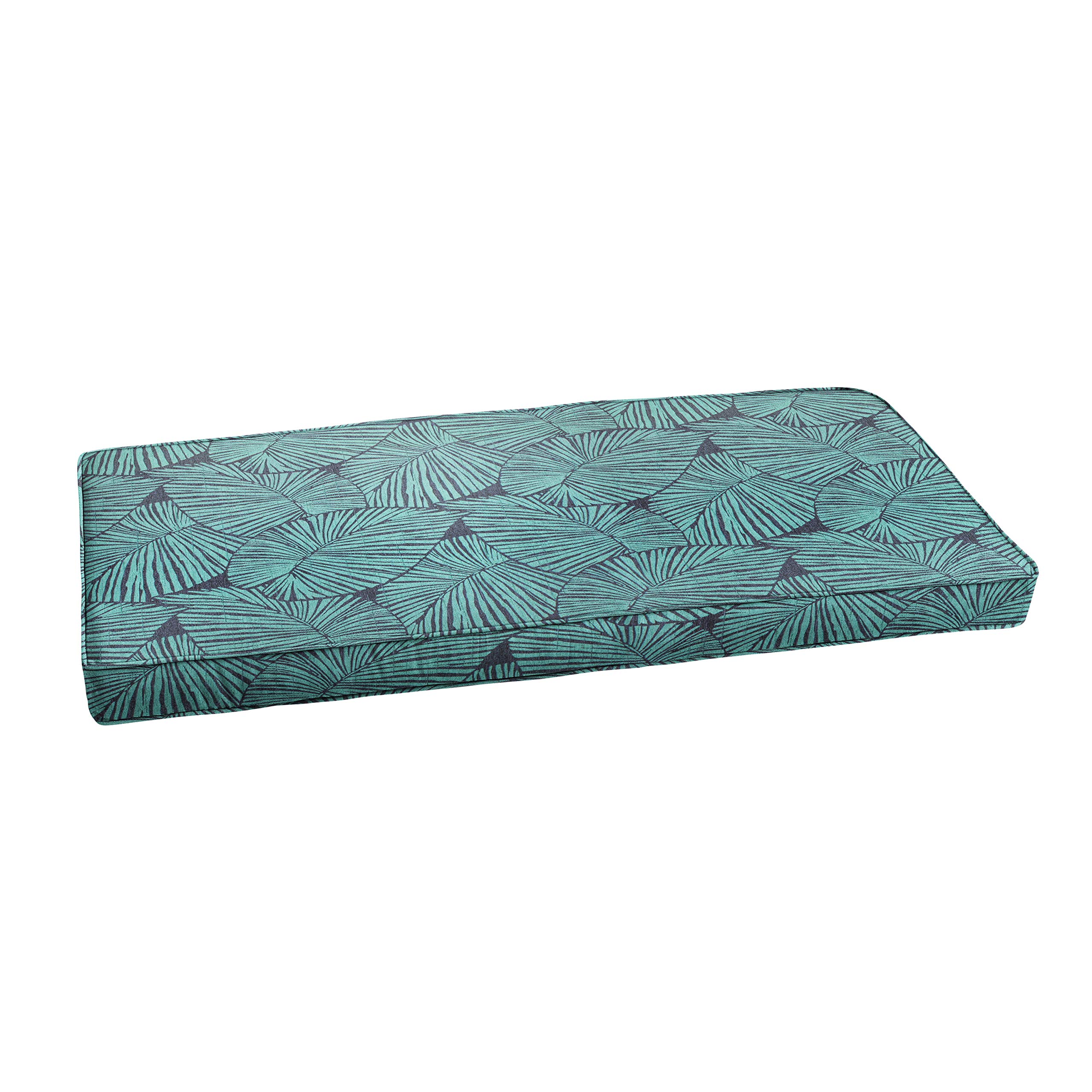 Sorra Home AZ556321SC Indoor Outdoor Bench Cushion - Waterproof, UV Resistant, Tropical Blue Pattern - Perfect for Patio, Deck, Garden & Poolside Furniture