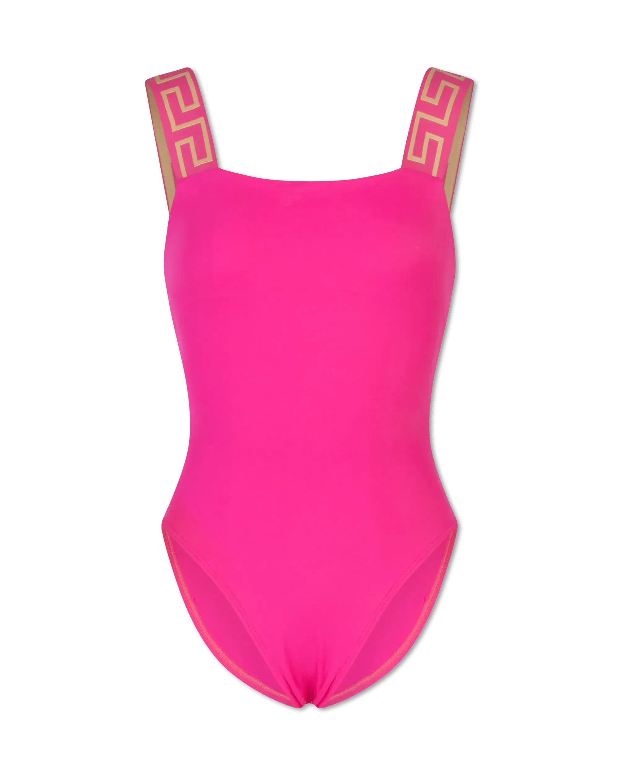 One Piece Greek Key Swimsuit for Women - High Waisted Bathing Suit with Retro Print - Perfect for Beach, Pool, and Summer Vacations