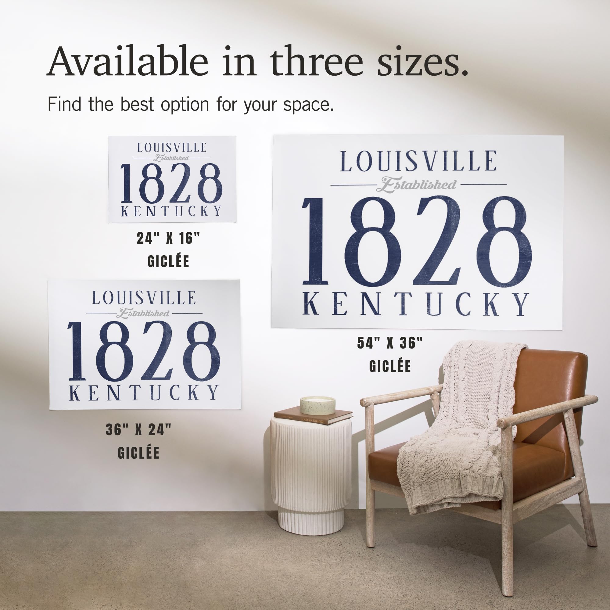 Lantern Press 16x24 Inch Premium Giclee Art Print - Louisville Kentucky Skyline with Established Date in Blue - Perfect for Home Office Wall Decor & Gift Ideas