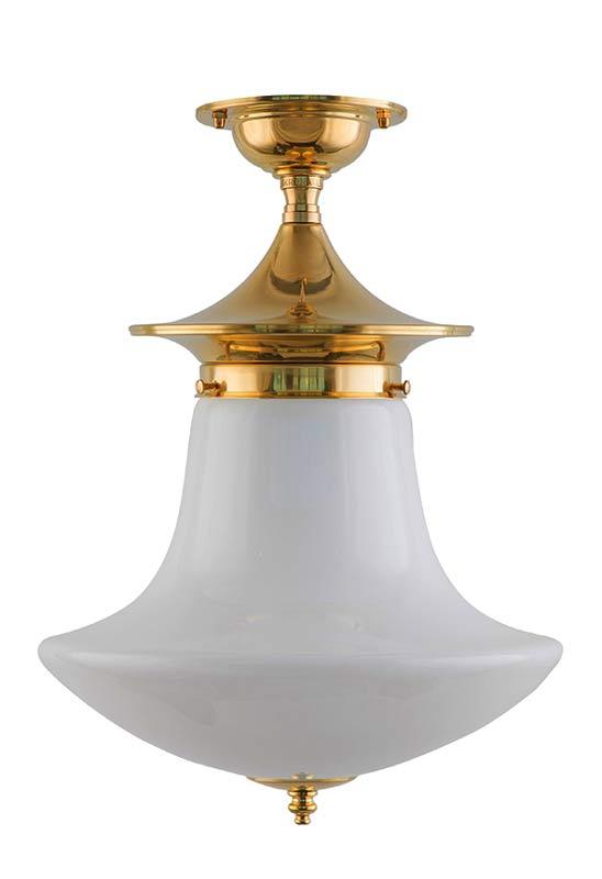 Dahlberg 100 Brass Bathroom Ceiling Lamp with Hand-Painted Shade - Perfect for Modern Bathroom, Spa, and Hotel Decor