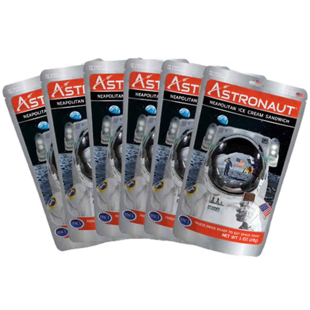 Freeze-Dried Ice Cream Sandwich - NASA Astronaut Space Dessert | Neapolitan Flavor | 6-Pack | Perfect for Camping, Hiking & Space-Themed Parties