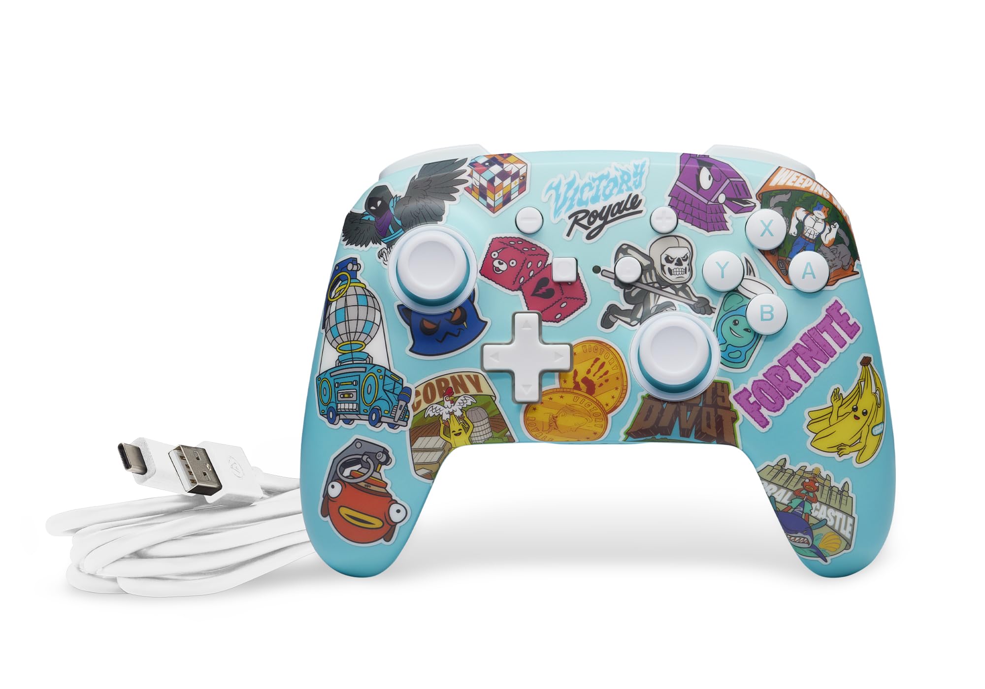 PowerA Enhanced Wireless Controller for Nintendo Switch - Officially Licensed Bluetooth Gamepad with Fortnite Sticker Mania Design (Compatible with Switch OLED & Lite) | Bonus Virtual Item Included | Perfect for Gaming, Multiplayer & Fortnite Battles