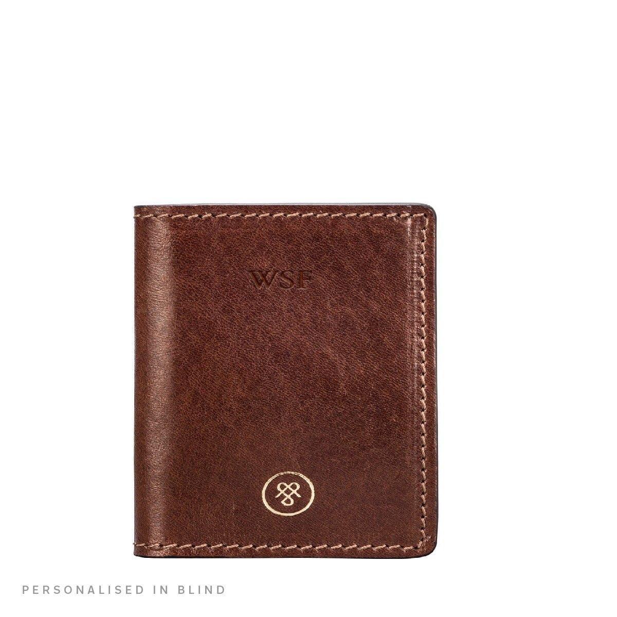 Maxwell Scott Luxury Leather Travel ID Card Holder Wallet for Men & Women - Italian Made Vallata Chestnut Tan - Perfect for Business Travel & Everyday Use