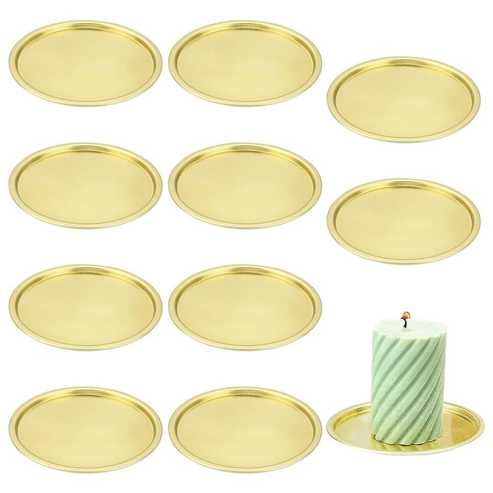 OLYCRAFT 10-Piece 4.3 Inch Decorative Iron Candle Holders - Golden Pillar Candle Stand for Wax Candles, Perfect for Wedding Centerpieces, Table Decor & Home Ambiance Lighting