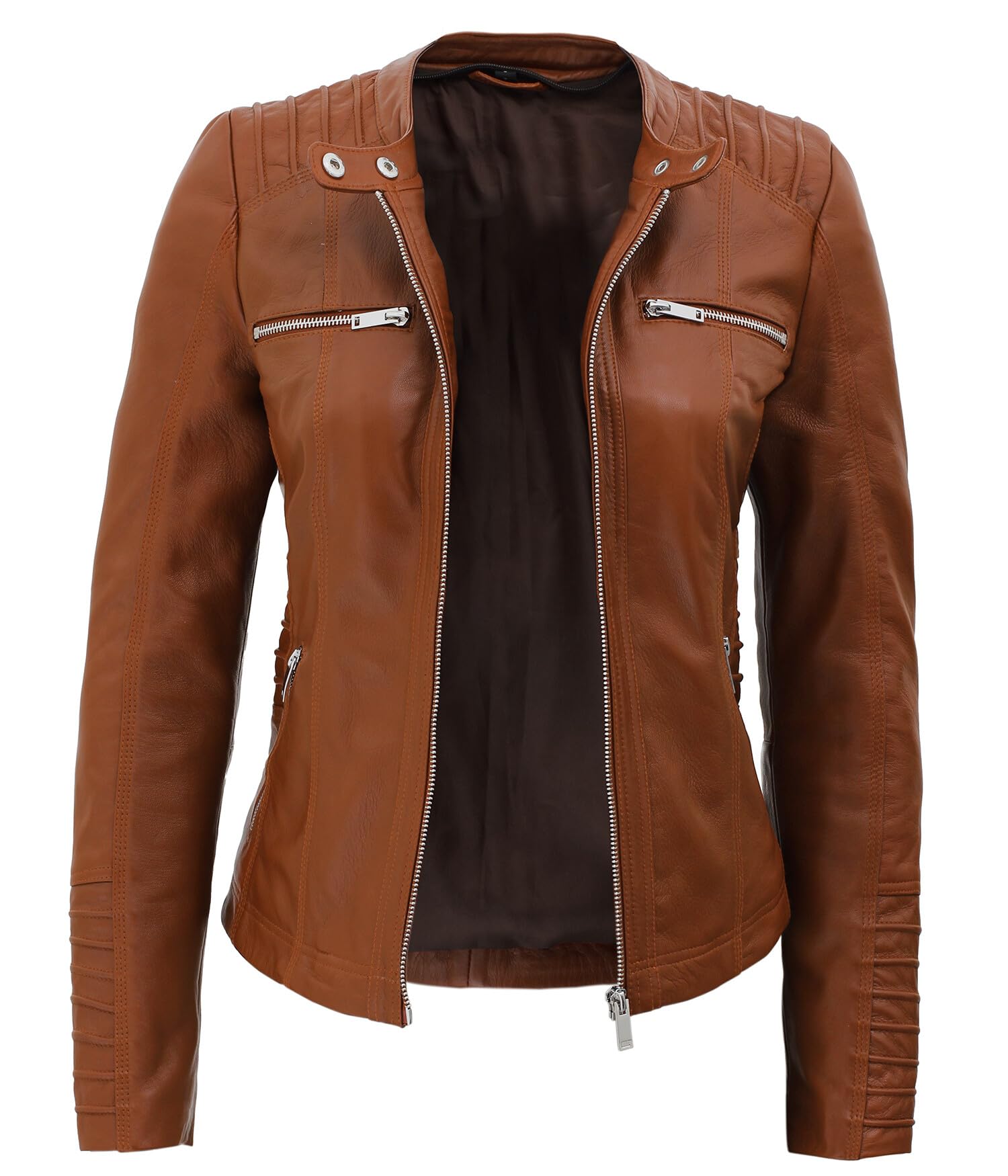 Genuine Lambskin Bomber Jacket for Women - Removable Hood, Stylish & Comfortable Leather Jacket - Perfect for Casual Outfits, Night Outs & Fall Fashion