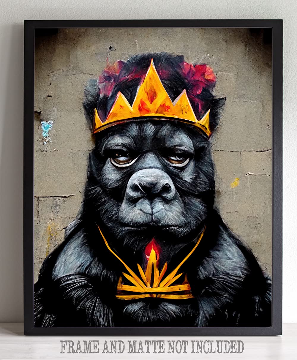 Graffiti Gorilla Wall Art Poster - Unframed Funny Animal Decor (28x36 inches) - Perfect for Living Room, Bedroom & Office - Unique Gift for Gorilla & Animal Lovers