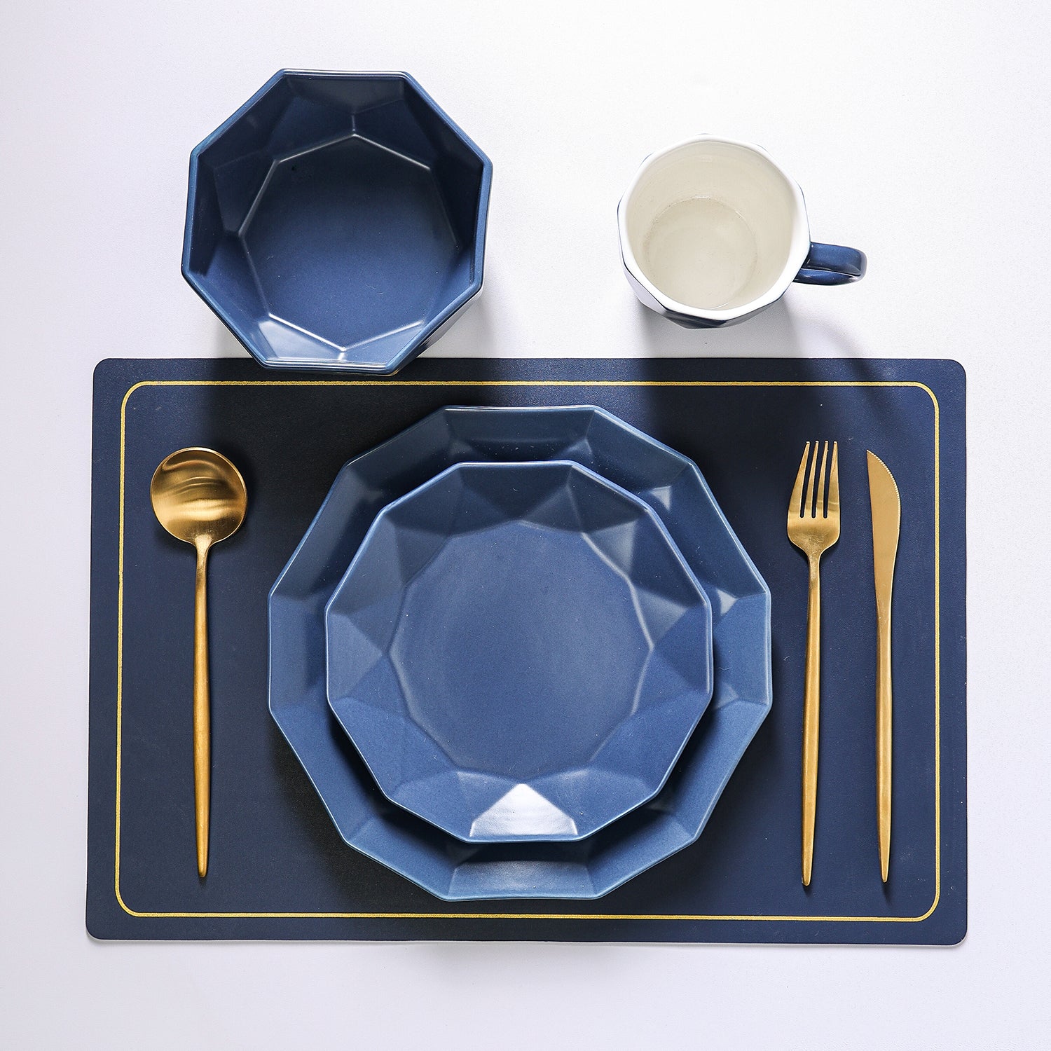 Premium Jamie Porcelain Dinnerware Set - Elegant Blue 16-Piece Dinnerware for Formal Dining, Entertaining & Everyday Use