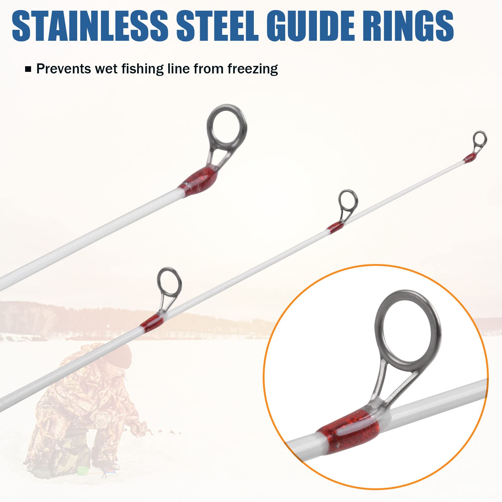 Best Portable Lightweight Ice Fishing Rod - Spinning Ice Fishing Pole for Trout, Walleye, Perch & Crappie - Winter Ice Fishing Gear for Lakes & Rivers