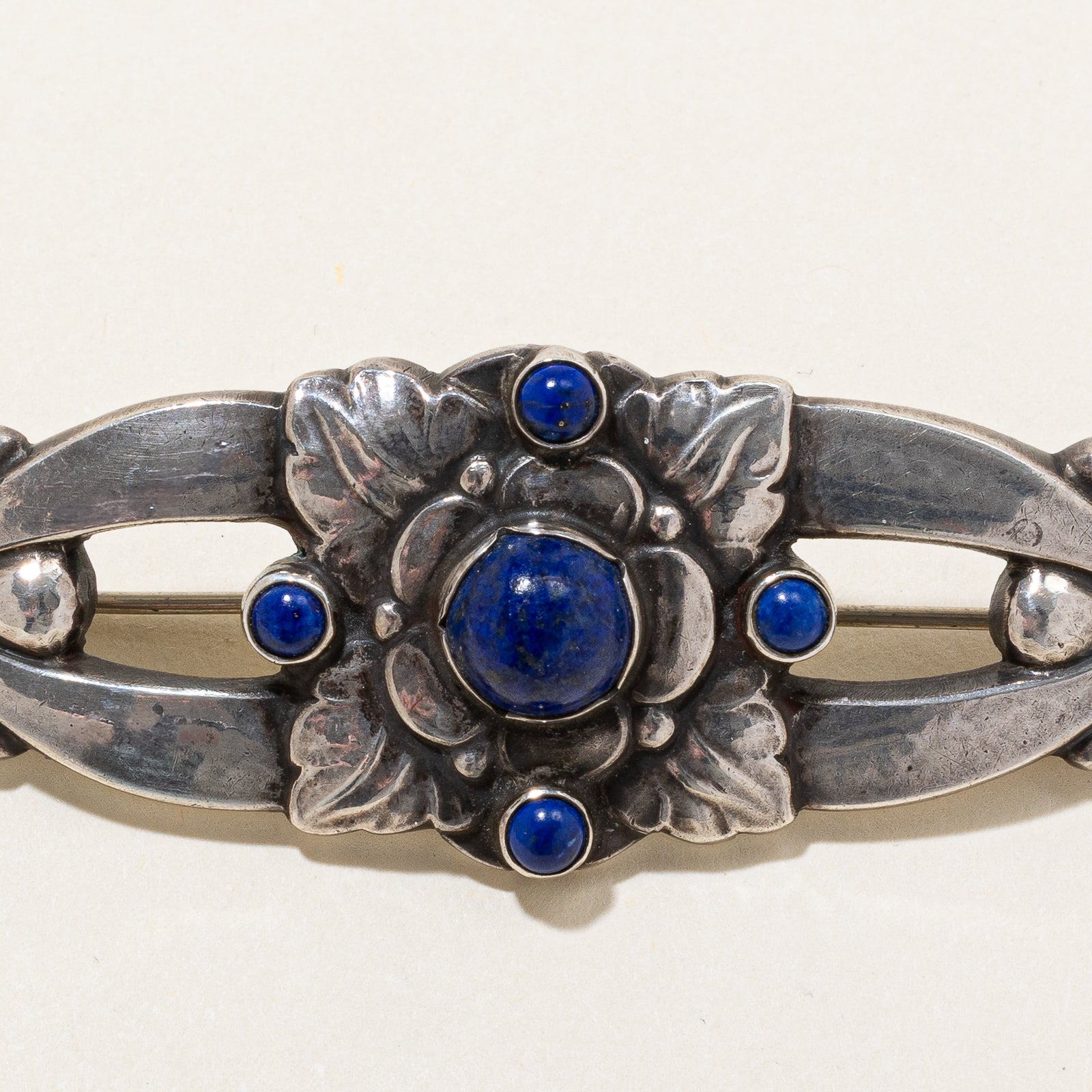 Georg Jensen Lapis Lazuli Floral Brooch - 4.08ctw Genuine Stone Jewelry for Women, Elegant Pin for Blazers, Coats & Special Occasions
