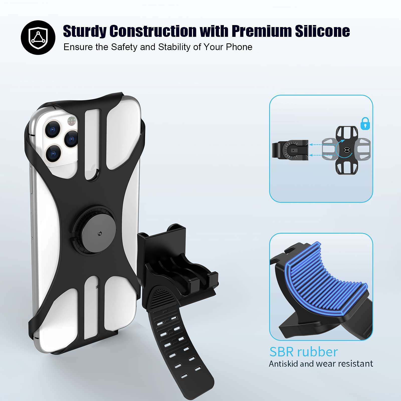 Universal 360° Rotatable Bike Phone Mount - Detachable Bicycle & Motorcycle Phone Holder for 4