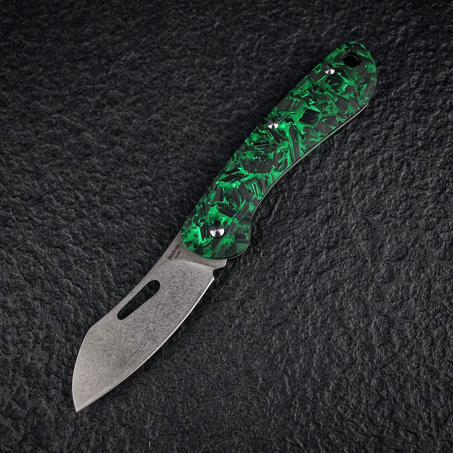 Premium M390 Powder Steel Folding Knife - Glow in The Dark Handle, Carbon Fiber Design with Pocket Clip & Lanyard Hole - Perfect for Camping, Hiking, Hunting, Fishing & Everyday Carry (EDC)