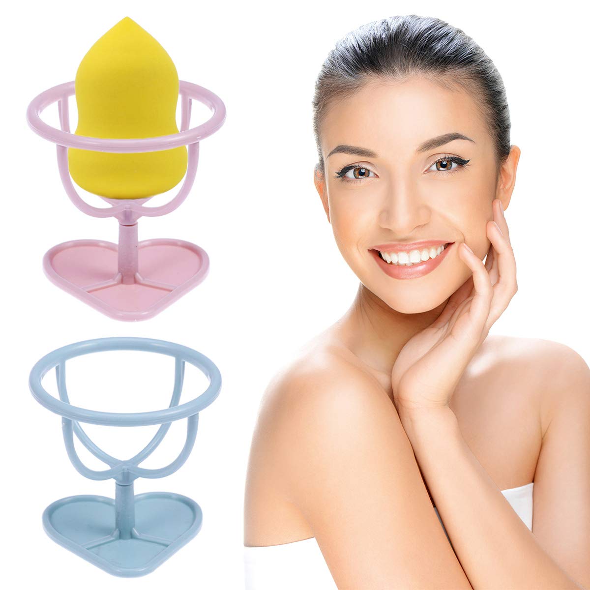 2 Pack Powder Puff Stand - Makeup Sponge Storage Holder & Display Rack for Beauty Blenders, Cosmetic Sponges, and Makeup Puff Support | Perfect for Vanity Organizers, Makeup Artists, and Home Beauty Stations