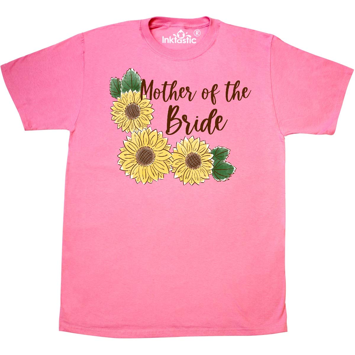 Inktastic Mother of The Bride Sunflower Print T-Shirt - Comfortable Wedding Guest Outfit for Bridal Party & Special Occasions