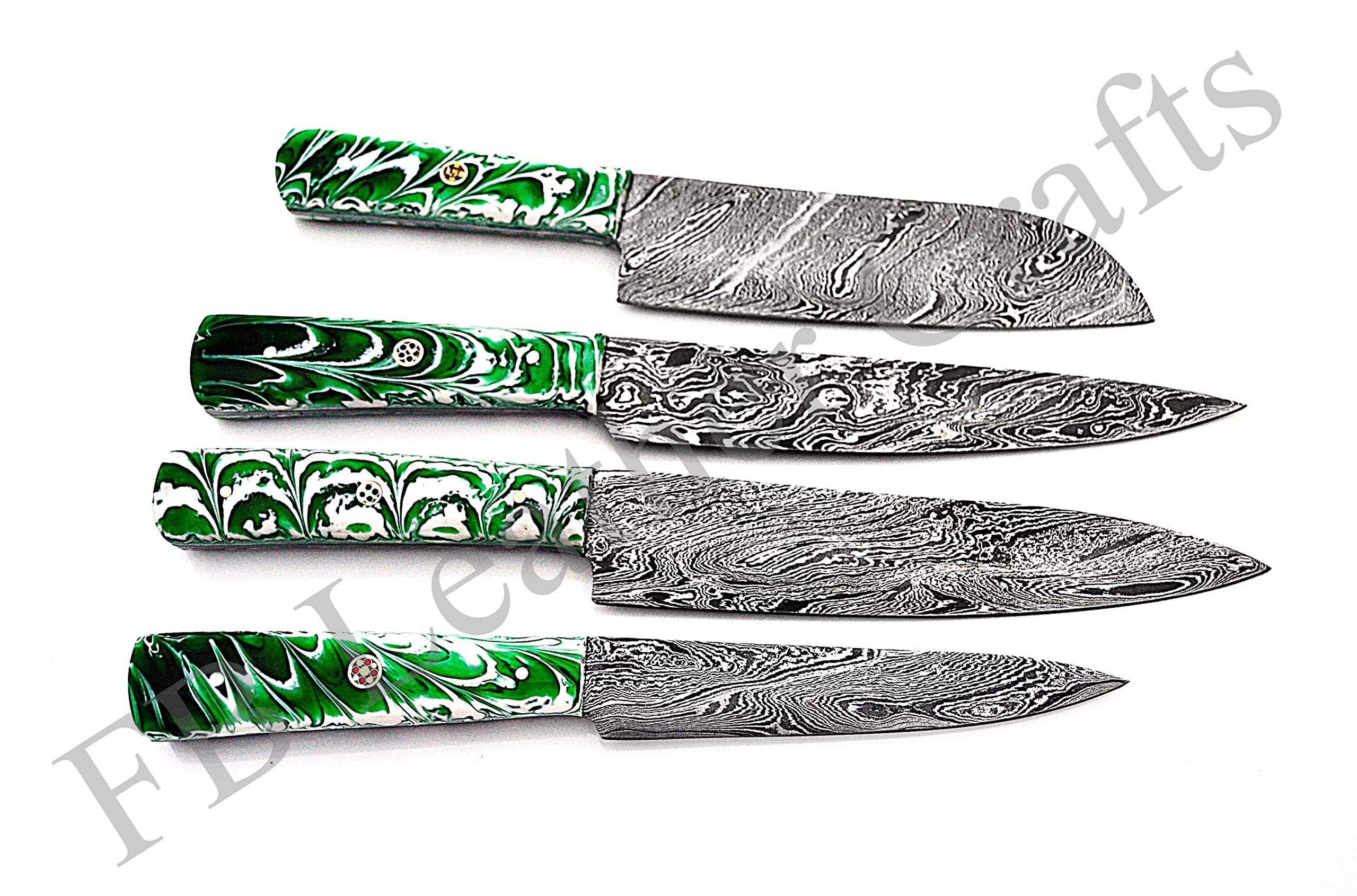 Hand Forged Damascus Steel Kitchen Knives Set - 4-Piece Chef & BBQ Knives with Custom Design | Perfect for Professional Cooking, Meat Cutting & Outdoor Grilling | FBK-1145