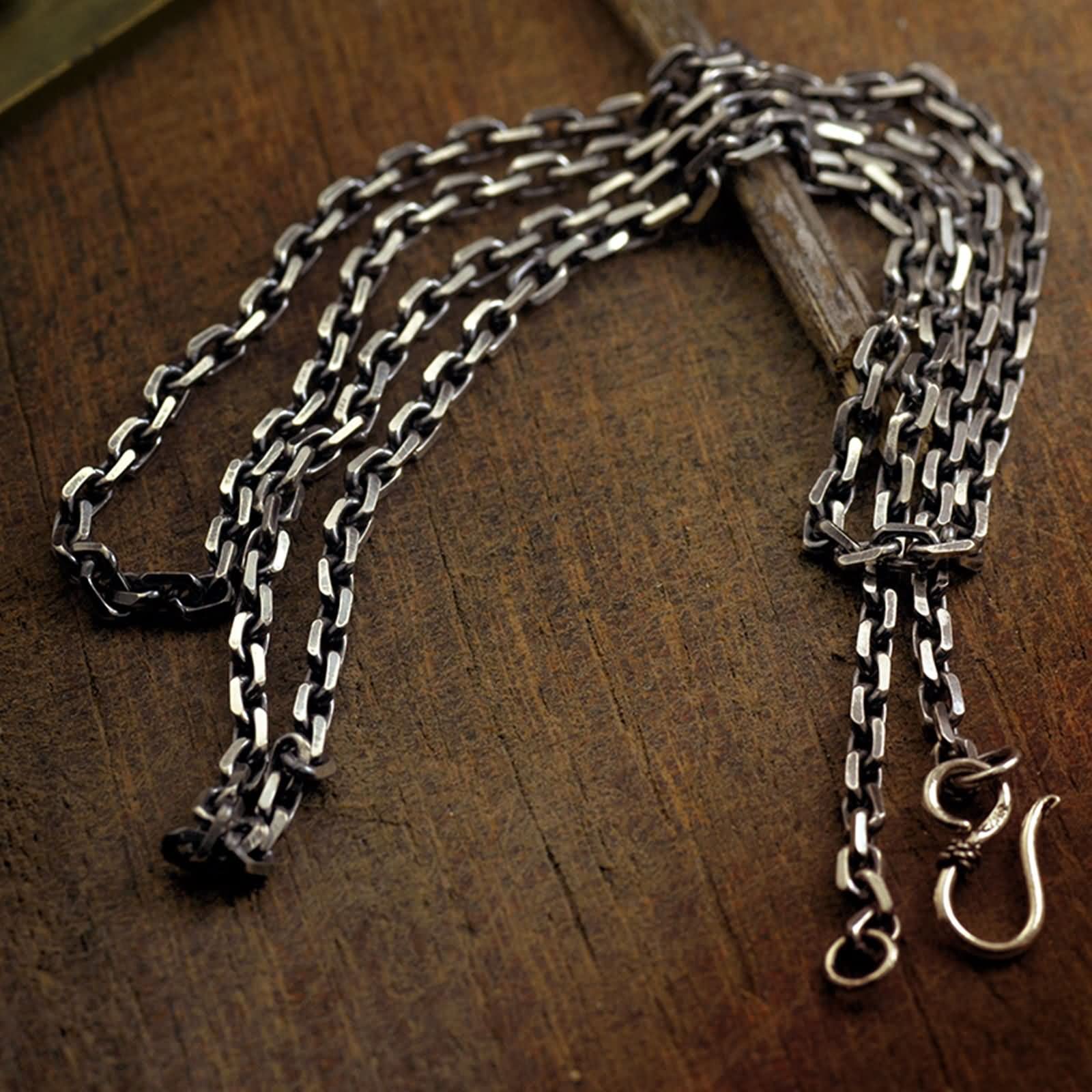 Beydodo Sterling Silver Cable Chain Necklace for Men & Women - 18-28 Inch Adjustable Length, 3mm Width Punk Style Jewelry - Perfect for Gifts, Casual Wear, and Punk Fashion