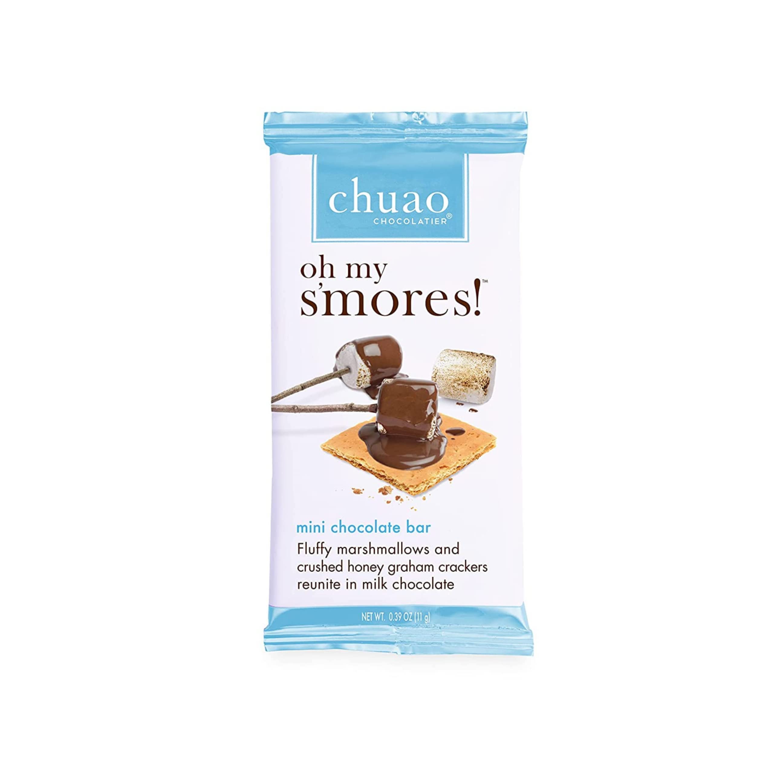 Chuao Chocolatier Oh My S'mores Milk Chocolate Mini Bars - Gourmet Marshmallow Graham Cracker Snacks (20 Pack) | No Preservatives, All-Natural Ingredients | Perfect for Gift Baskets, Christmas, Birthday & Camping Treats
