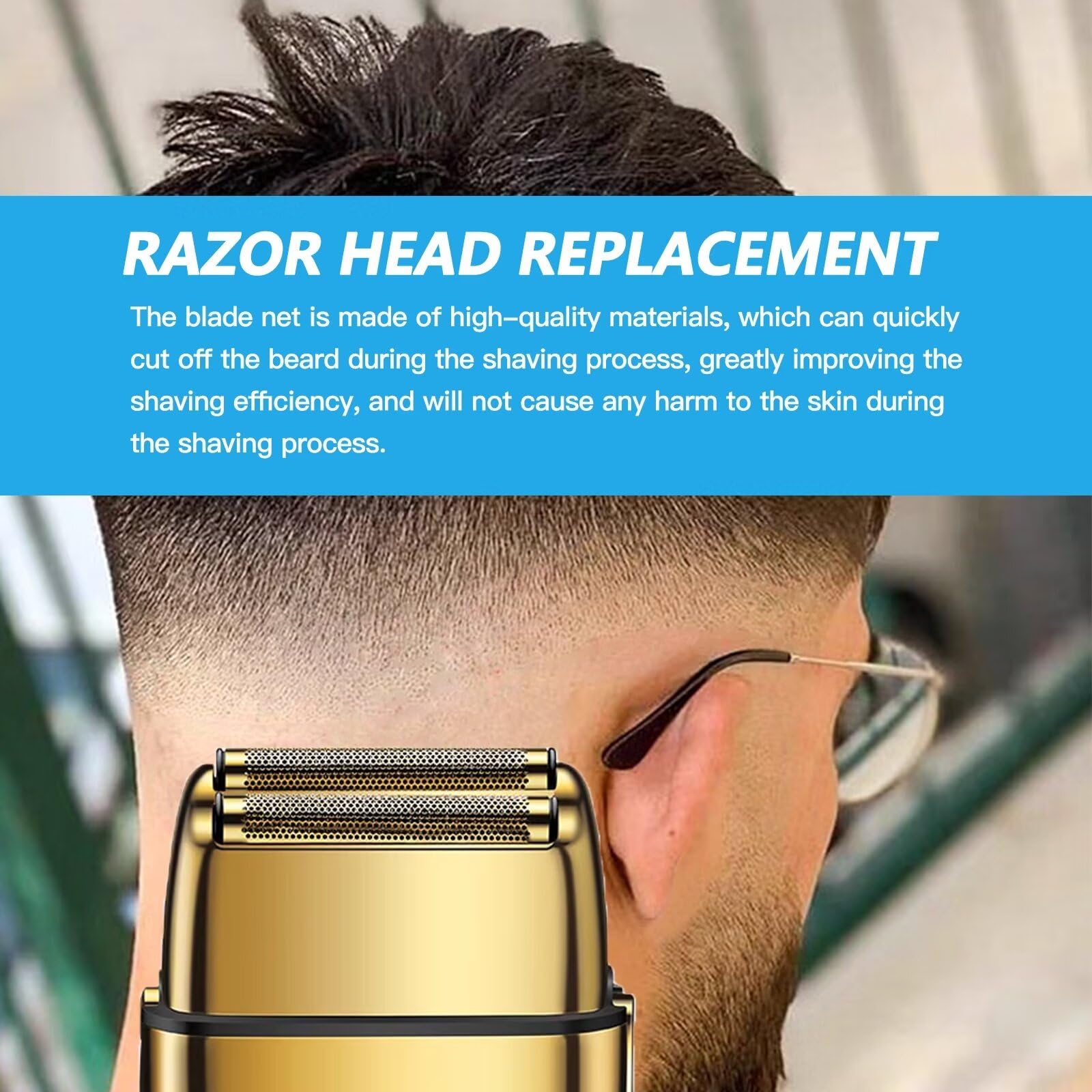 2024 New Replacement Foil & Cutter Set for Barberology FXFS2 Electric Shaver - Double Foil Shaver Replacement Head (Gold) - Perfect for Professional Barbers & Home Grooming