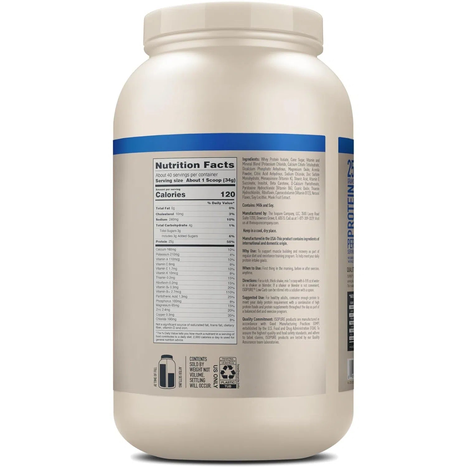 Isopure Low Carb Protein Powder - Natural Flavor | Keto Friendly Whey Protein Isolate for Weight Loss & Muscle Building | Perfect for Post-Workout Recovery & Healthy Lifestyle