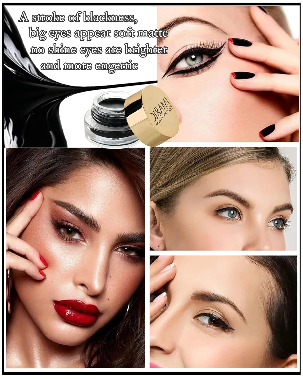 COSLUXE IMAGIC Waterproof Gel Eyeliner - Long Lasting Smudge Proof Eye Liner with Brush (4g, Black 01) for Professional Makeup & Everyday Wear