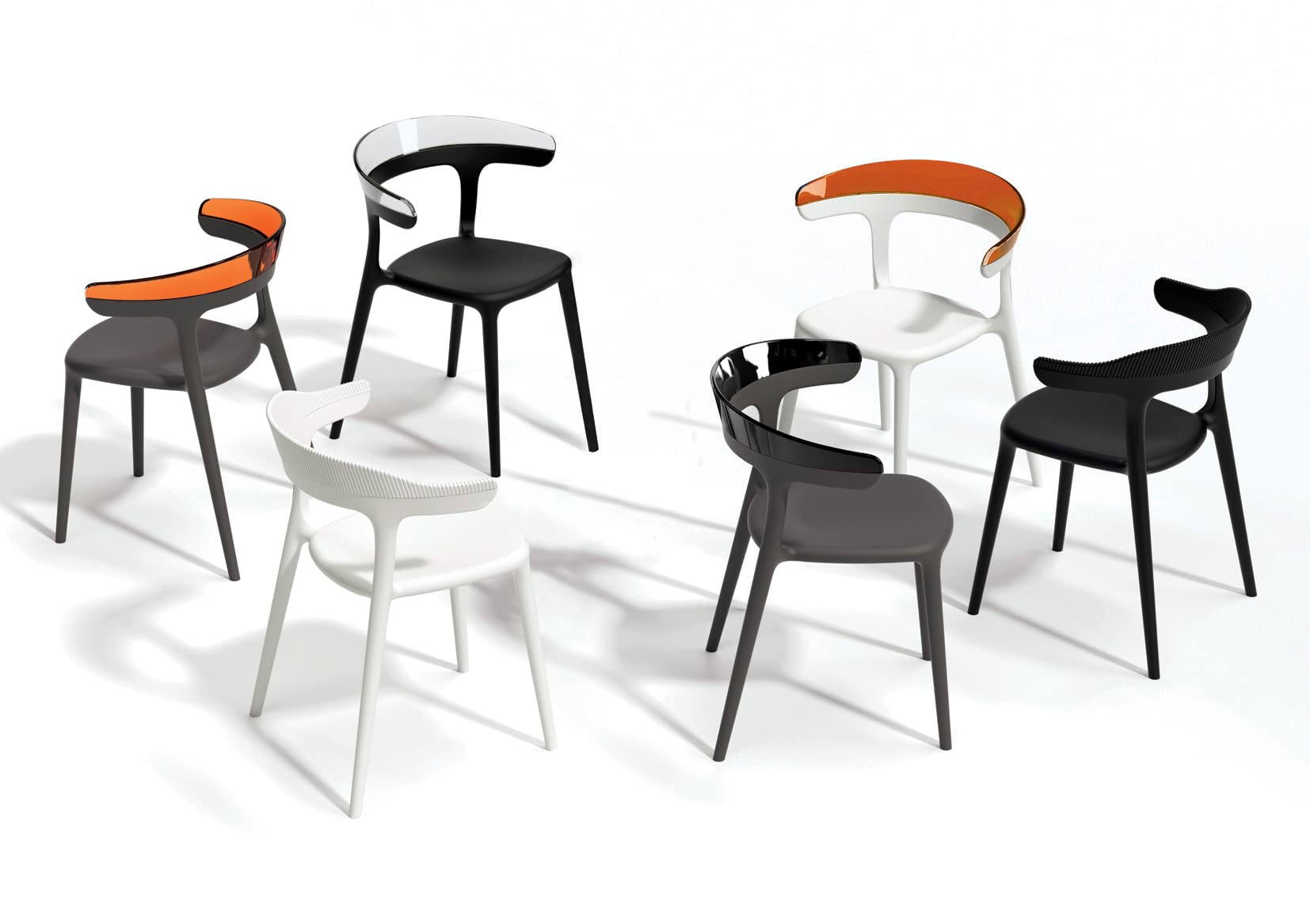 Modern Stackable Patio Dining Side Chair Set of 2 - Indoor/Outdoor Use - Black & Clear - Perfect for Backyard, Garden, Poolside or Balcony Seating