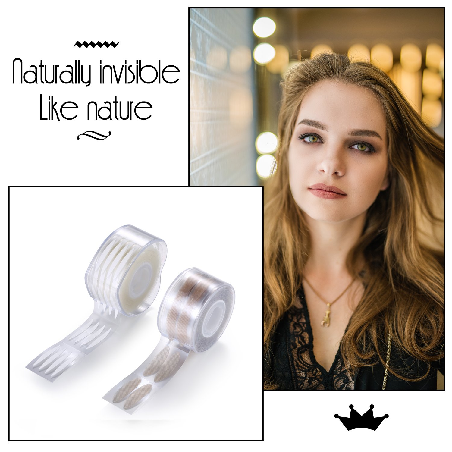 Natural Waterproof Eyelid Tape - Invisible Single & Double Eyelid Stickers for Asian Eyes | Adhesive Lash Fiber Glue Tapes for Bigger Looking Eyes | Perfect for Makeup, Cosplay & Everyday Use