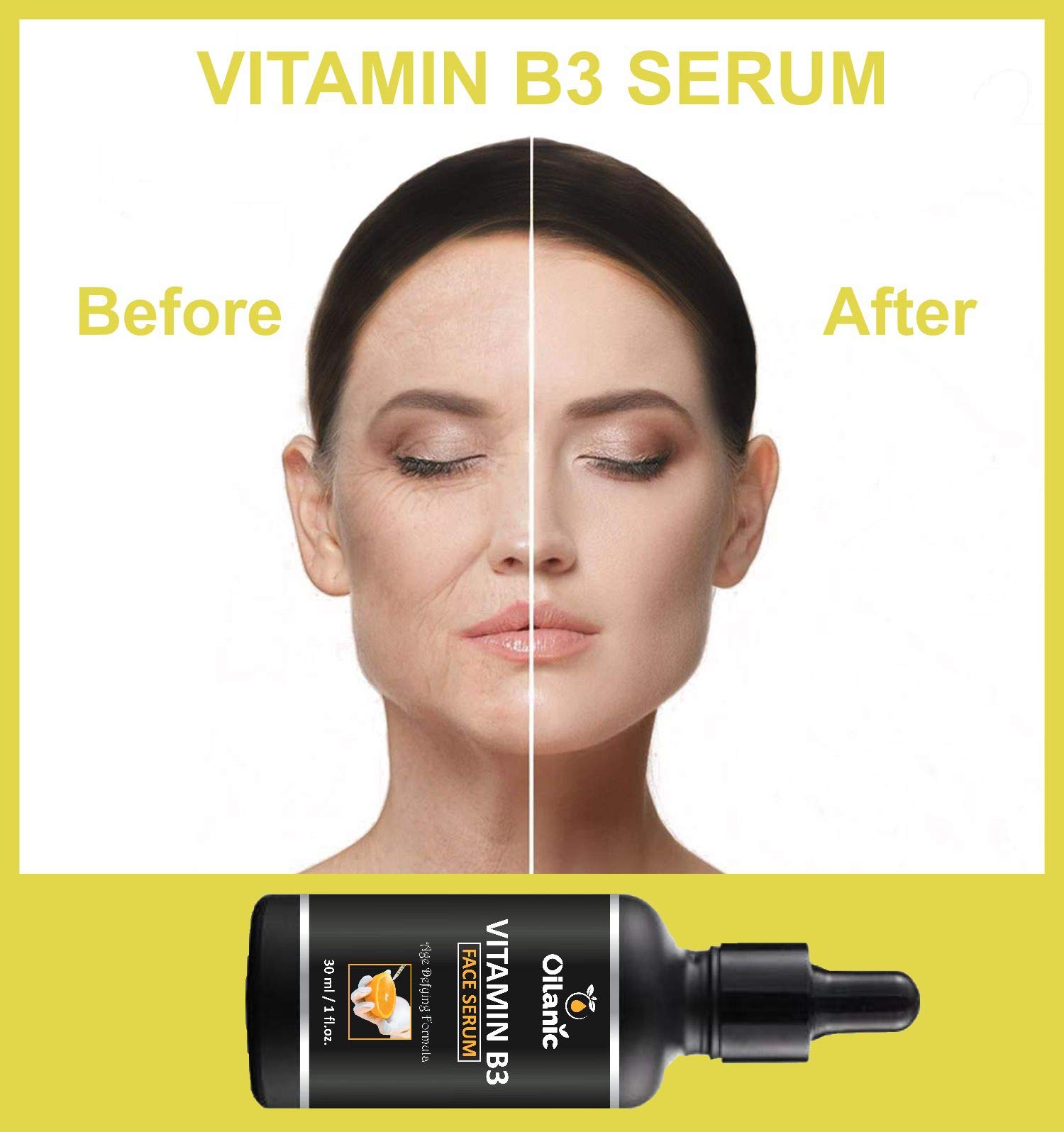 Oilanic 100% Pure & Natural Vitamin B3 Serum for Anti-Aging & Wrinkle Reduction - 2 Bottles (60ml Total) | Brightening Face Serum for Glowing Skin | Day & Night Skincare Routine
