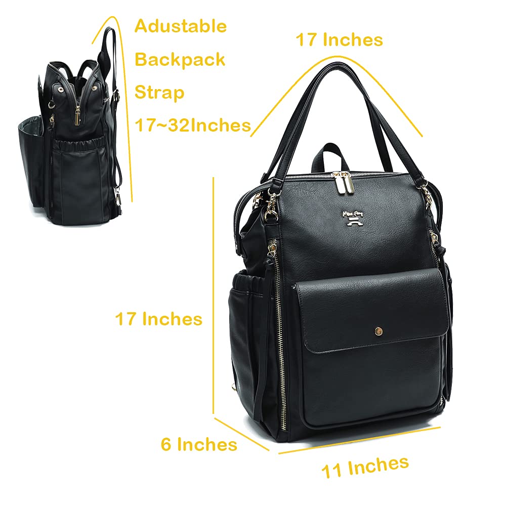 Miss Fong Diaper Bag Backpack - Large Waterproof Baby Diaper Bag with Insulated Bottle Pockets & Organizer Compartments - Perfect for Travel, Daycare & On-the-Go Parents