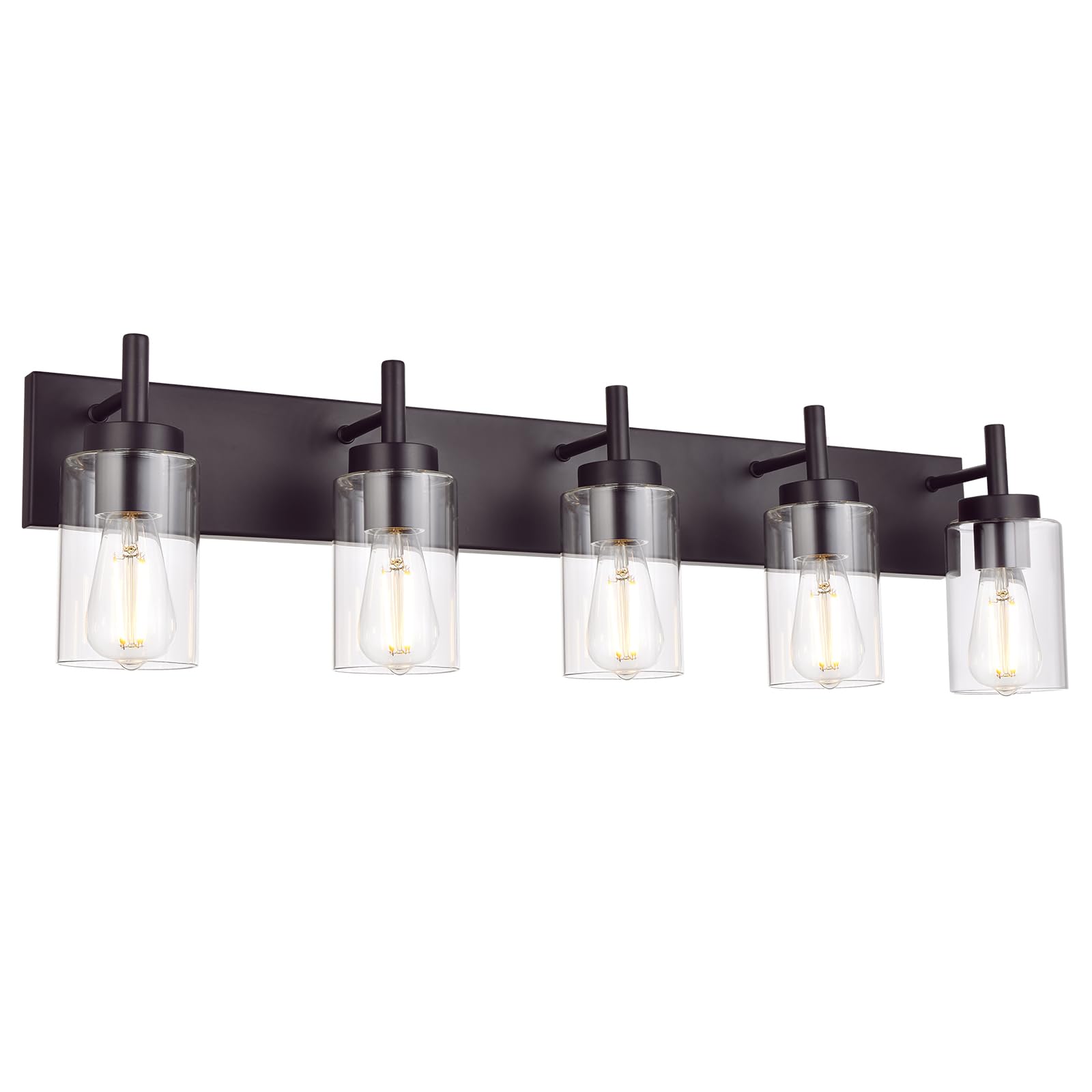 VINLUZ 5-Light Oil Rubbed Bronze Bathroom Vanity Light Fixture - Modern Industrial Wall Sconce for Farmhouse, Kitchen, Hallway & Indoor Lighting (Patent: US D958,438 S) - Perfect for Bathroom Makeovers & Rustic Home Decor