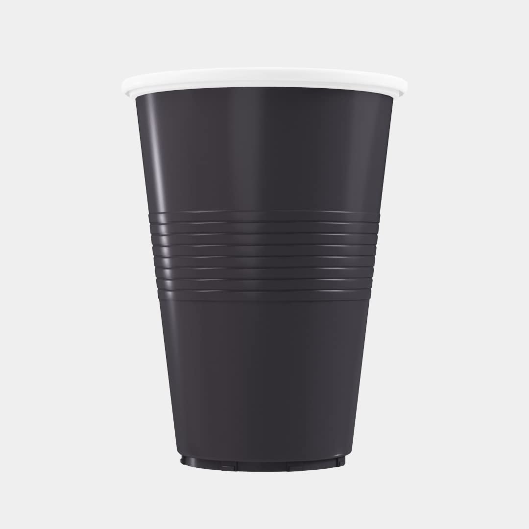 Shivani Enterprises 10-Pack 450ml Black Beer Pong Cups - Durable Party Drinking Glasses for Beer Pong Games, College Parties, Tailgates & Events - BPA-Free Plastic Red Solo Cup Alternatives