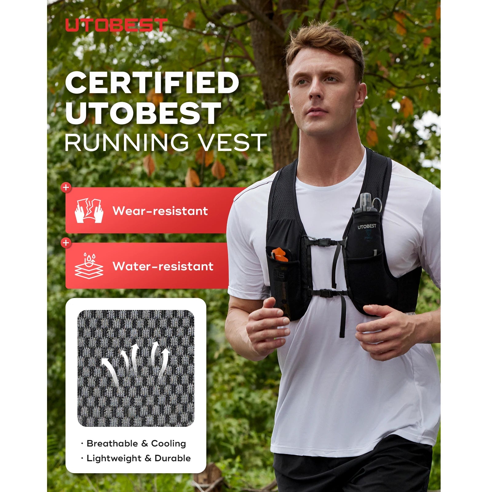 UTOBEST UTR112 Ultra Lightweight Hydration Pack - Breathable Trail Running Vest for Marathon, Cycling & Hiking - Perfect for Outdoor Adventures & Long-Distance Sports