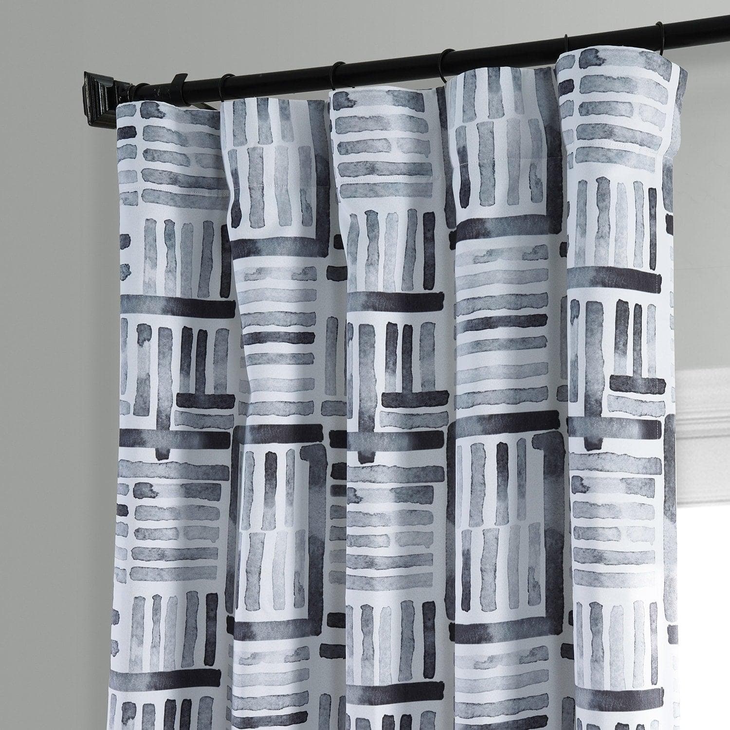 Hashtag Basic Black Abstract Room Darkening Curtains - Modern Window Treatment for Bedroom & Living Room - Light Blocking Drapes for Better Sleep & Privacy