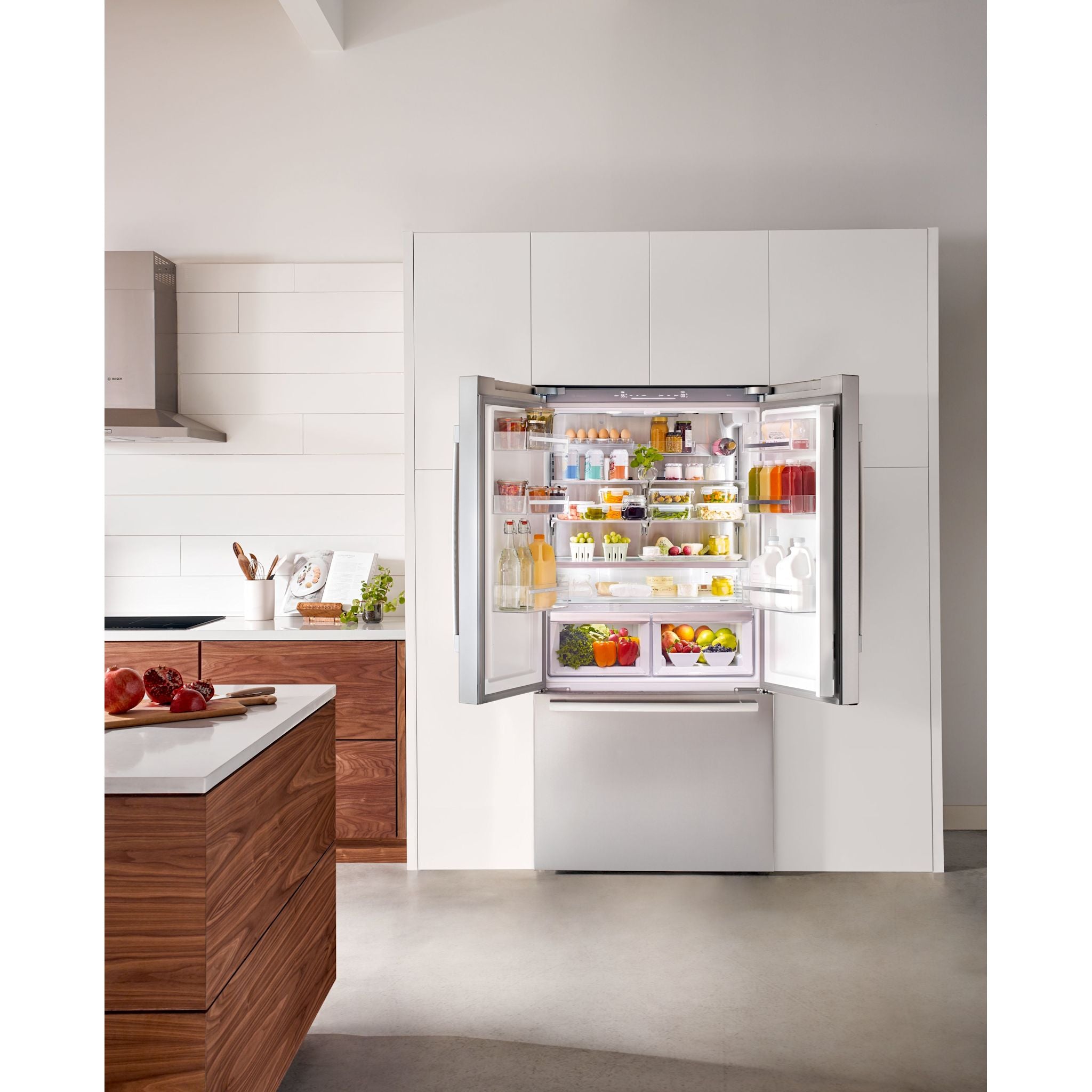 Bosch 36 Inch French Door Refrigerator (B36CT80SNS) - Stainless Steel Counter Depth Smart Fridge with FlexBar, Perfect for Modern Kitchens and Open Floor Plans
