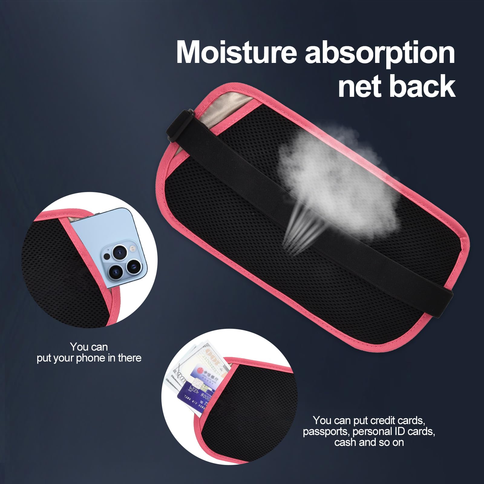 RFID Blocking Money Belt for Men & Women - Slim Travel Fanny Pack with Passport Holder, Phone & Cash Pockets - Anti-Theft Waist Wallet for Running, Hiking & Vacation (Hot Pink) | Secure Essentials Storage for Airport, Gym & Outdoor Adventures