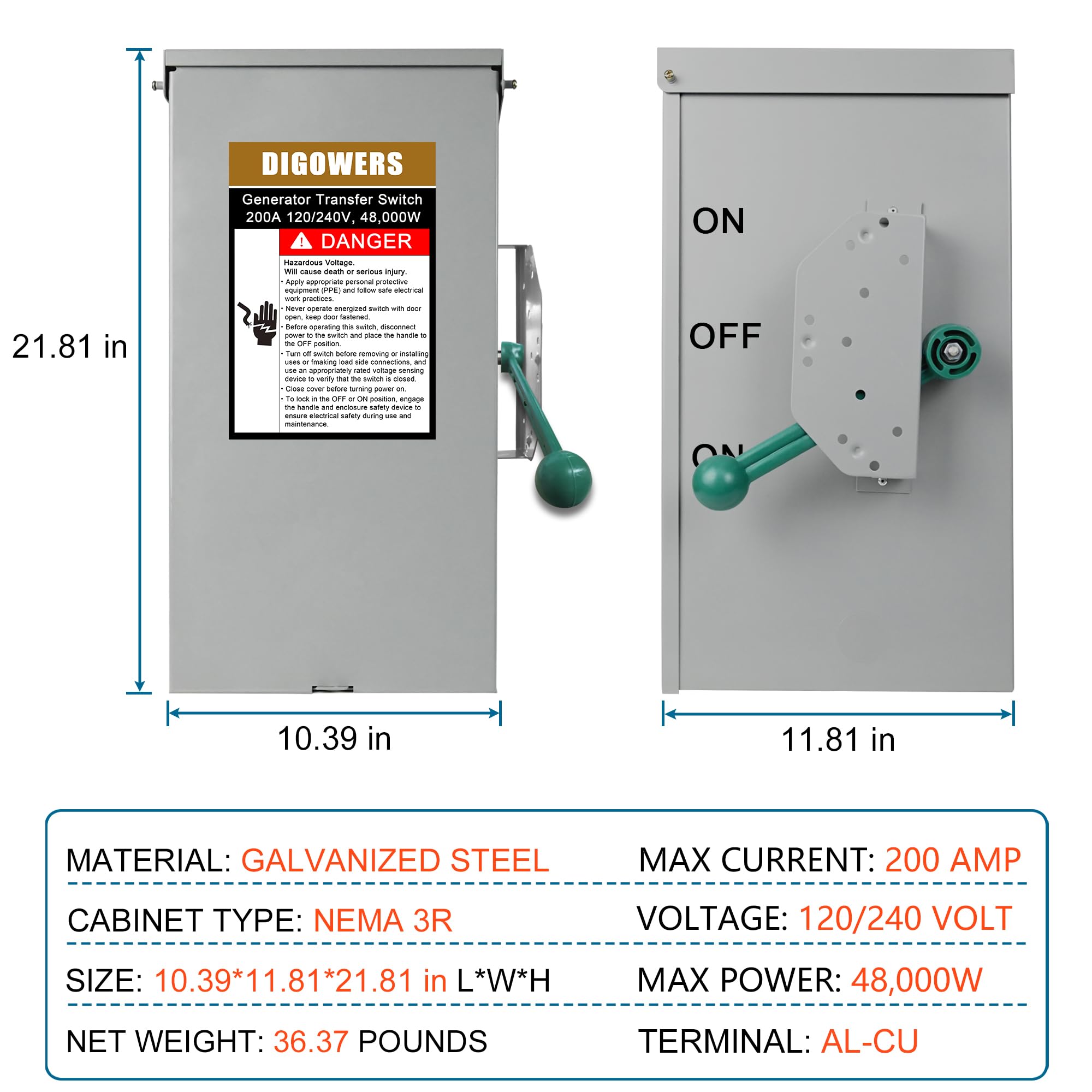 200 Amp Manual Transfer Switch for Generators - Upgraded 120/240V Double Throw Safety Switch | Home Backup Power, Emergency Power Transfer, RV & Off-Grid Use