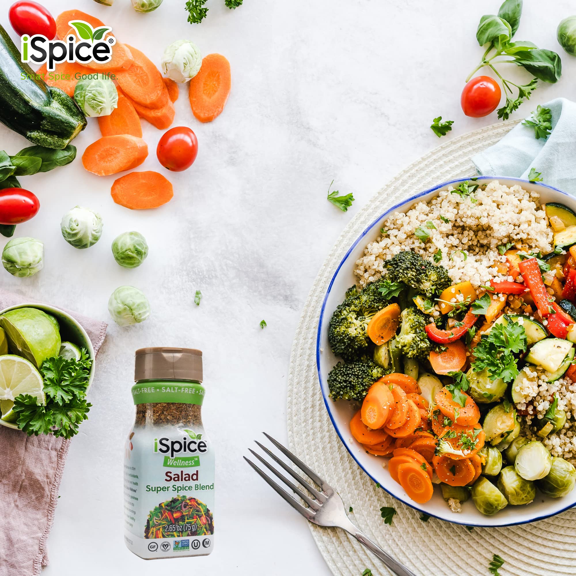 iSpice - 100% Pure Natural Salt-Free & Sugar-Free Wellness Salad Seasoning | Fat-Free Super Spice Blend | Ready to Use | Perfect for Salads, Soups, Grilled Vegetables & Healthy Meal Prep