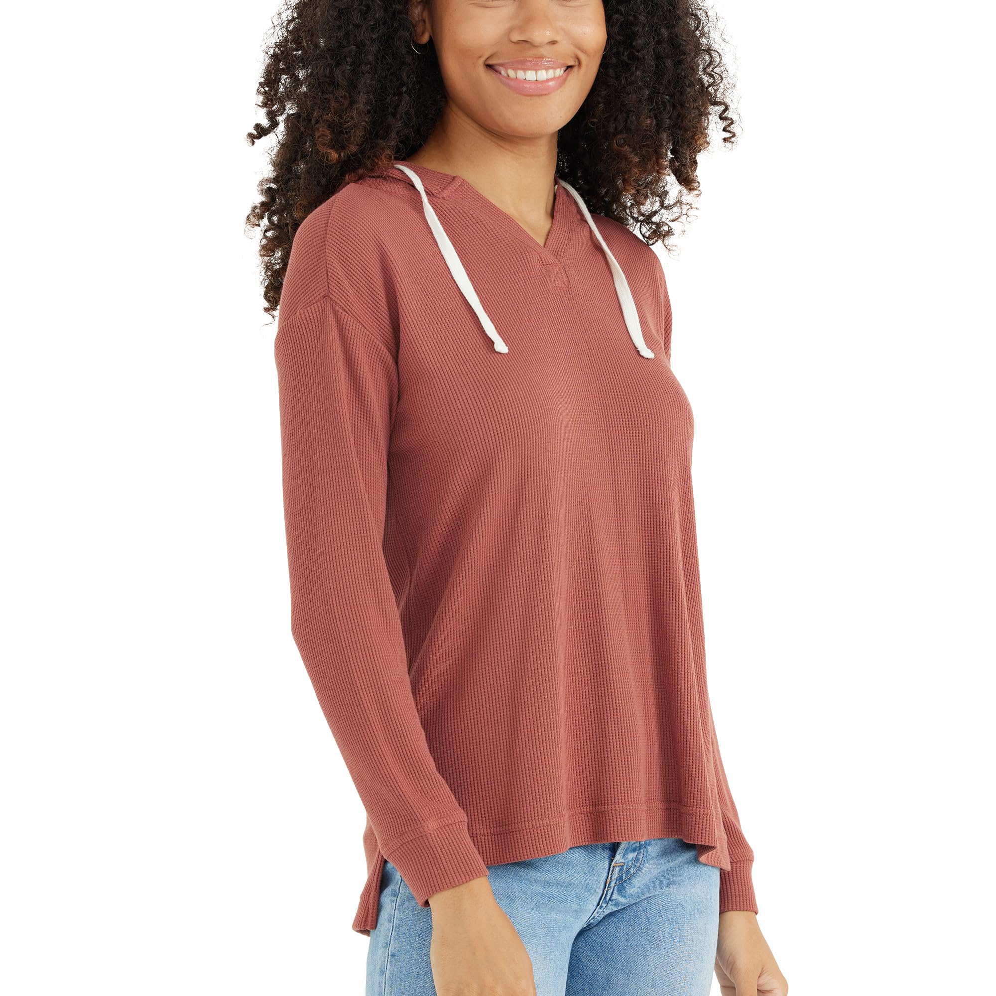 Free Fly Women's Waffle Hoodie - Ultra Soft Bamboo Viscose Thermal Knit, Hooded Drop Shoulder Long Sleeve Shirt for Women | Cozy Loungewear & Outdoor Activities