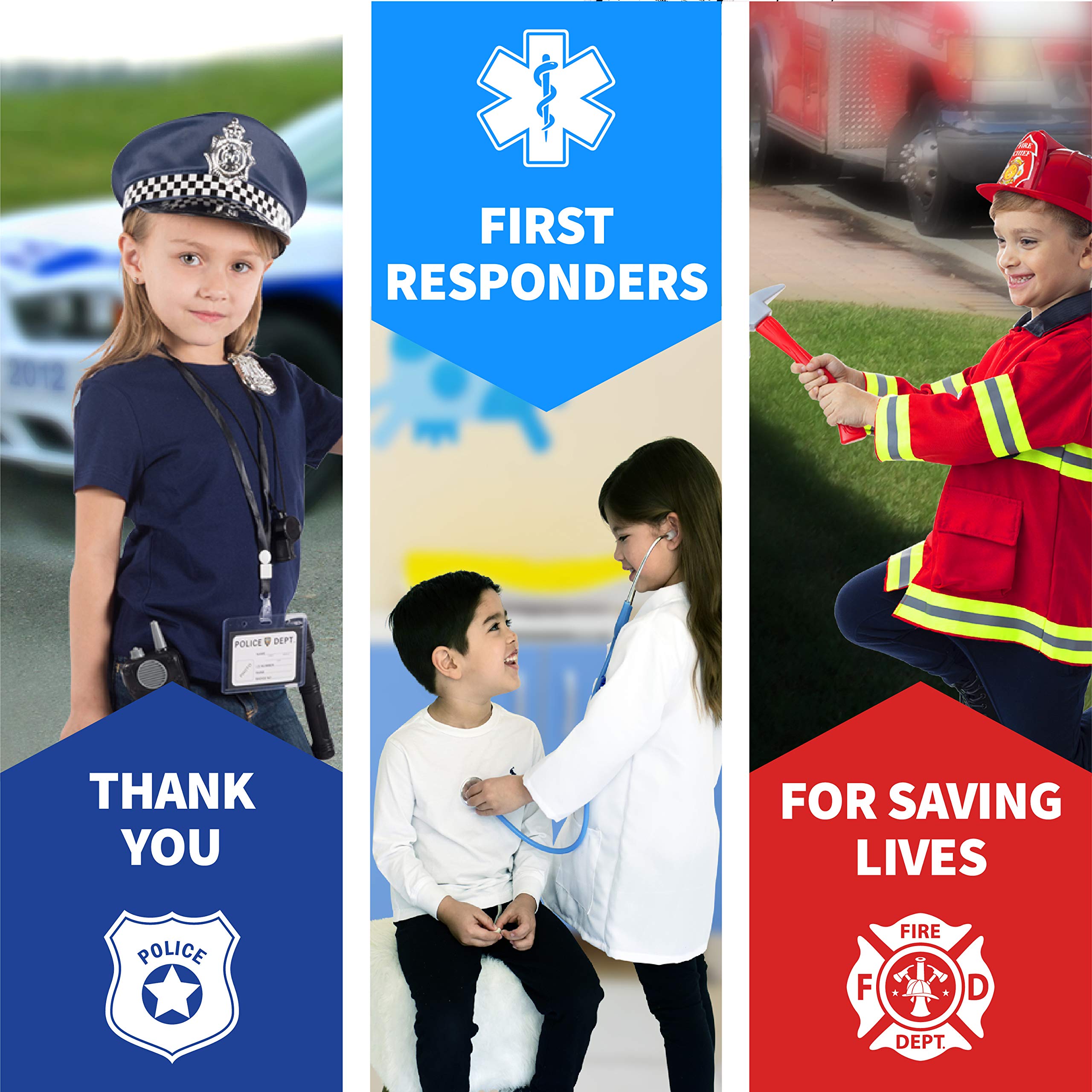 Born Toys Kids Dress Up Costume Set - Firefighter, Police, Doctor & Office Worker Costumes for Boys & Girls | Pretend Play, Role Play & Halloween Costume Outfits