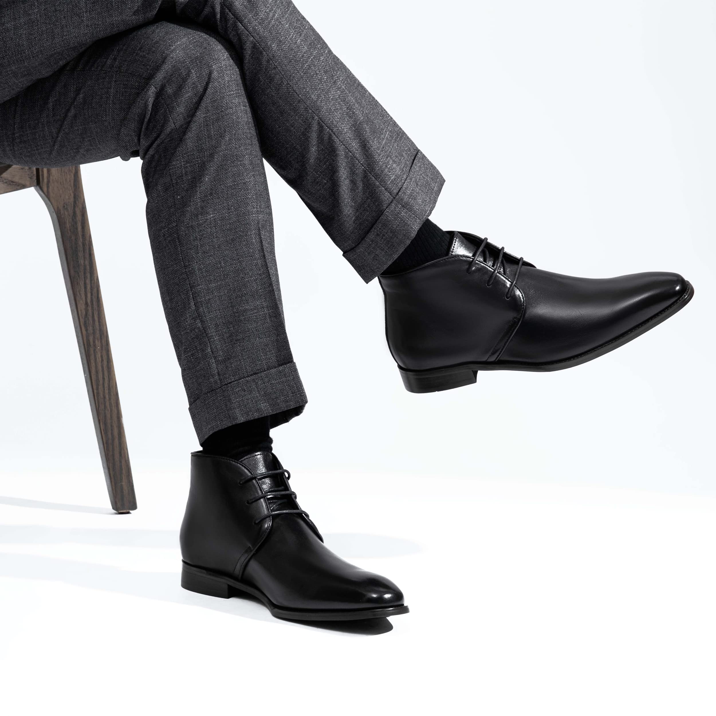 Jousen Men's Classic Leather Dress Boots - Retro Polish Ankle Chukka Boots for Formal & Casual Wear | Office, Date Night, Outdoor Events
