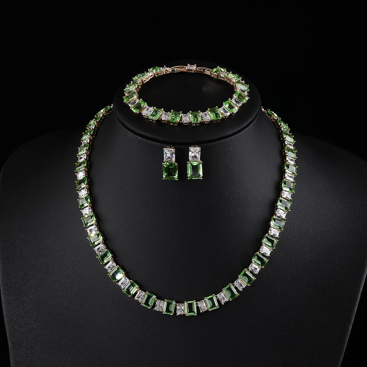 Luxury Cubic Zirconia Square Jewelry Set for Women - Necklace, Earrings & Bracelet 3-Piece Bridal Wedding Jewelry Accessories | Perfect for Weddings, Anniversaries and Special Occasions
