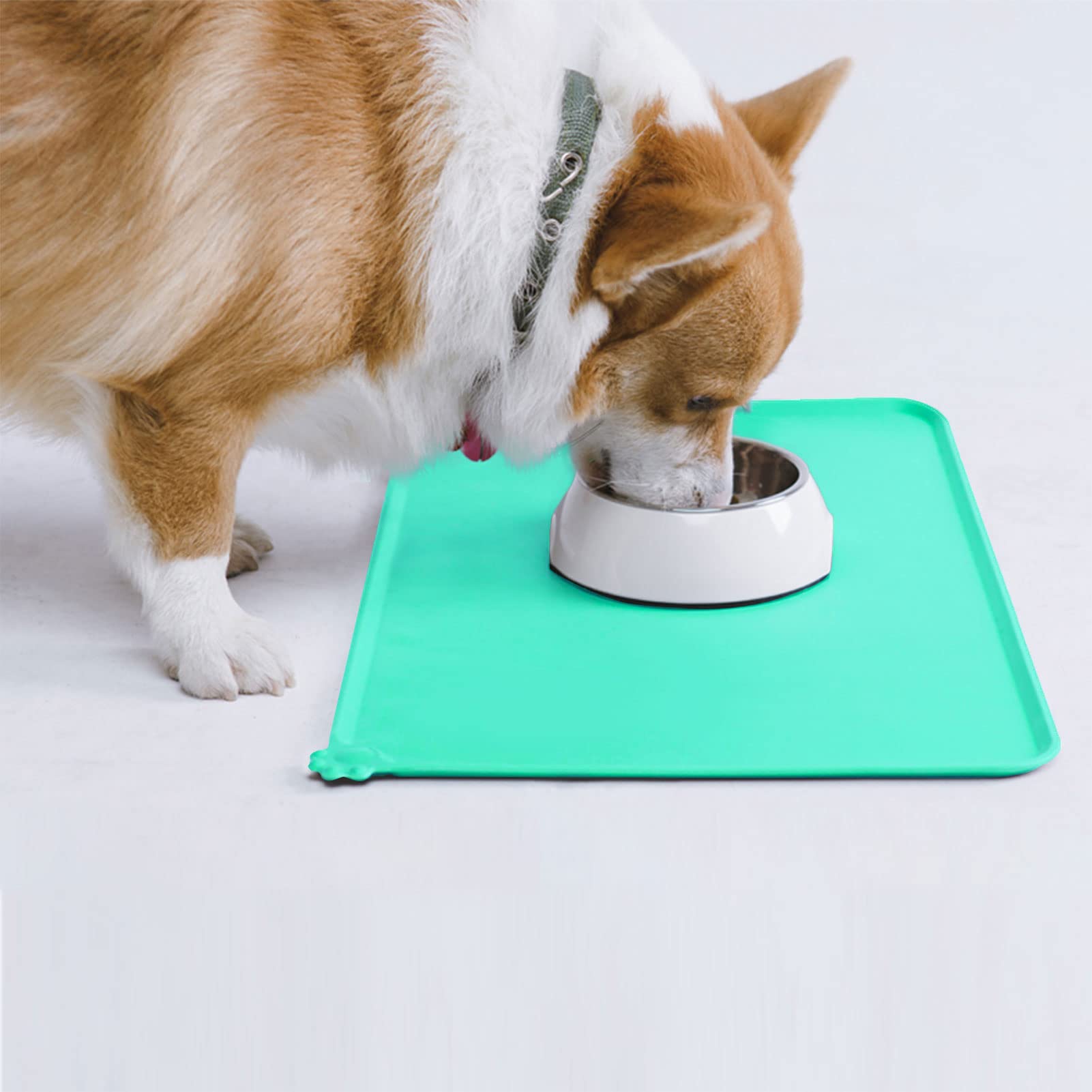 AUDWUD Non-Slip Silicone Pet Feeding Mat - Waterproof Dog Bowl Mat for Food & Water - Perfect for Messy Eaters, Puppy Training & Hard Floor Protection