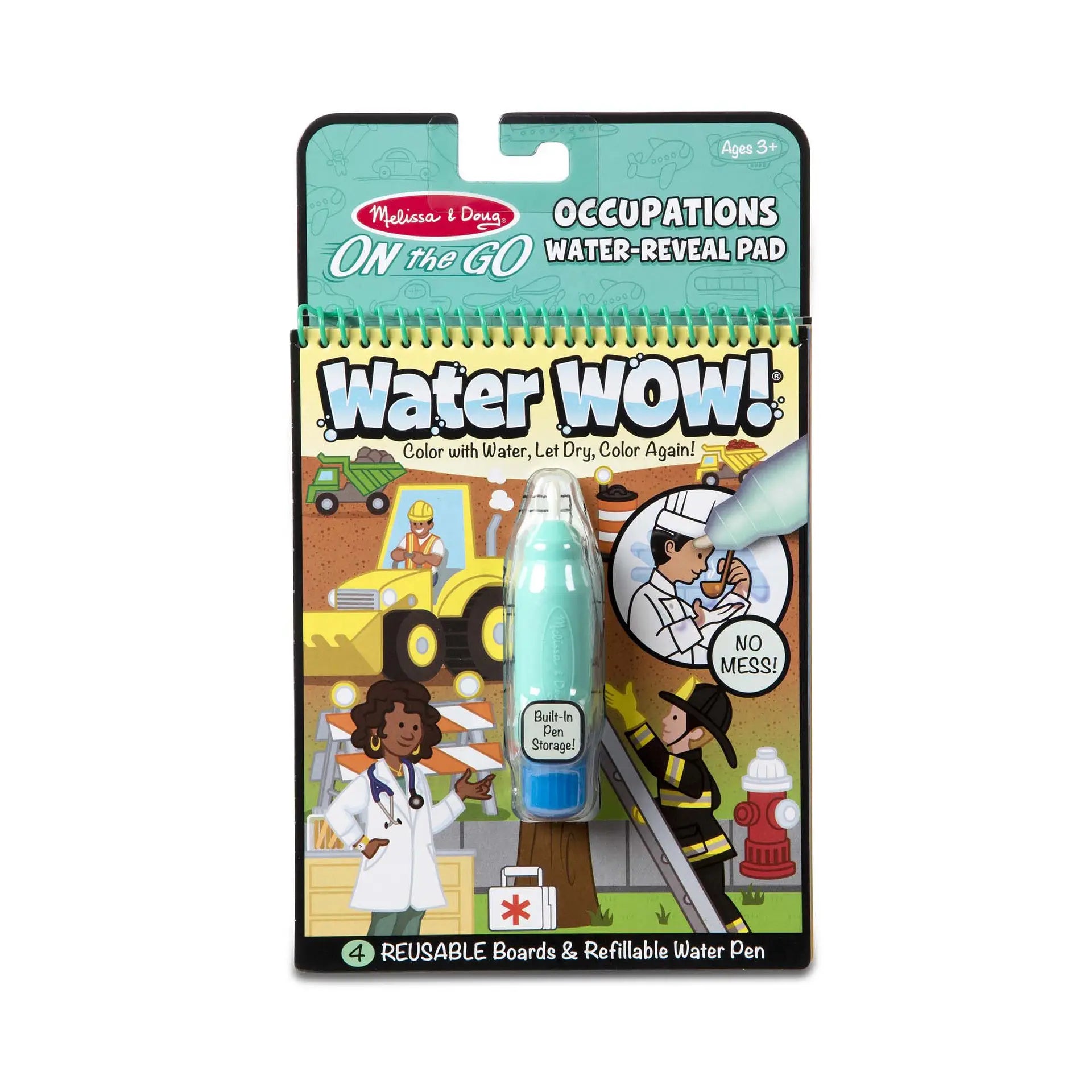 MND30180 ON THE GO Water Wow Occupations - Mess-Free Reusable Water Coloring Book for Kids Travel, Road Trips & Airplane Activities